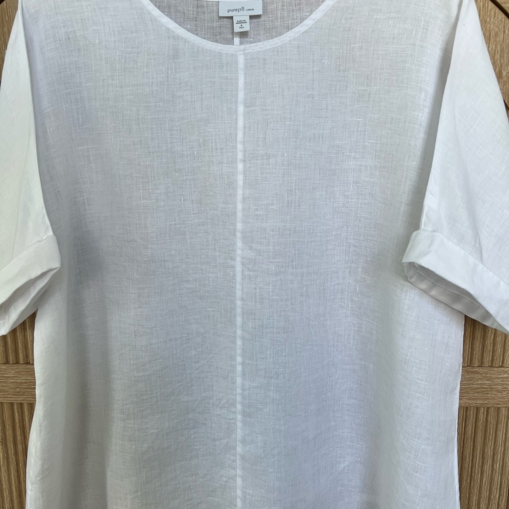 J. Jill Pure Jill relaxed 100% linen white top small tall